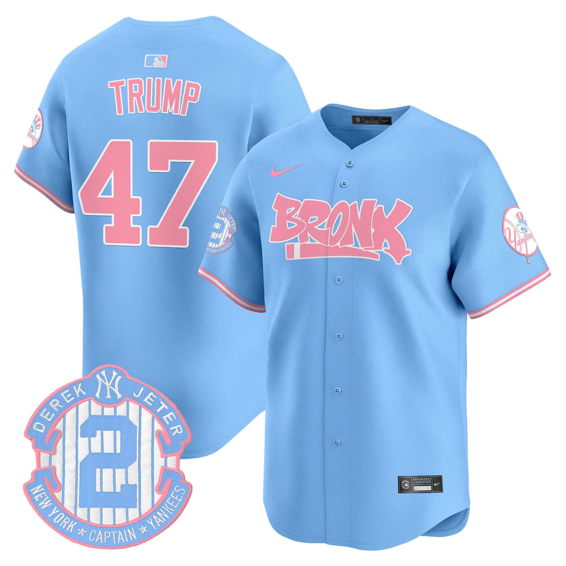 Unisex Yankees The Bronx Graffiti Bubblegum Pink Vapor Premier Limited Jersey - All Stitched