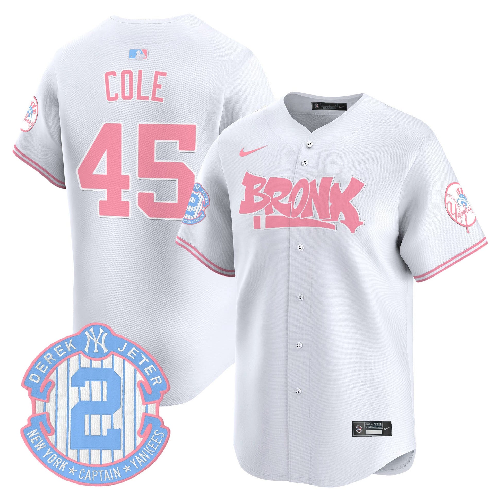 Unisex Yankees The Bronx Graffiti Bubblegum Pink Vapor Premier Limited Jersey - All Stitched