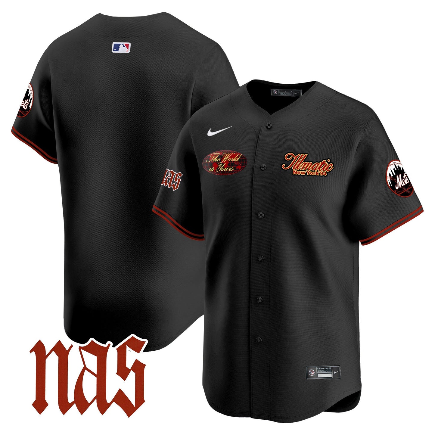 Mets Nas Illmatic Vapor Premier Limited Jersey V2 - All Stitched