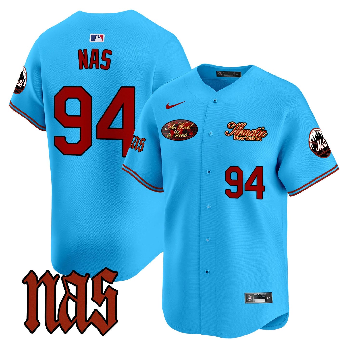 Mets Nas Illmatic Vapor Premier Limited Jersey V2 - All Stitched