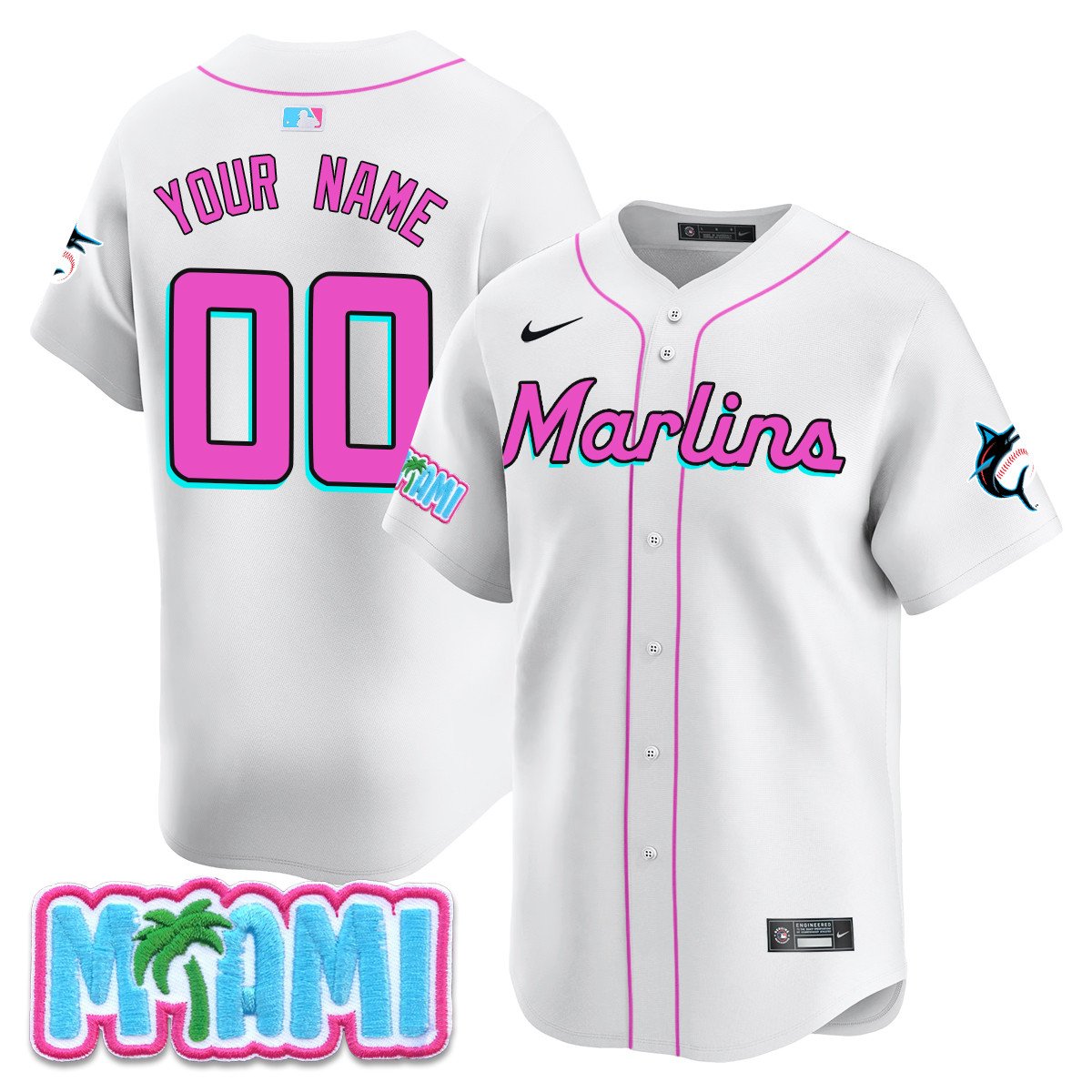 Custom Miami Marlins Vice City Jersey - All Stitched