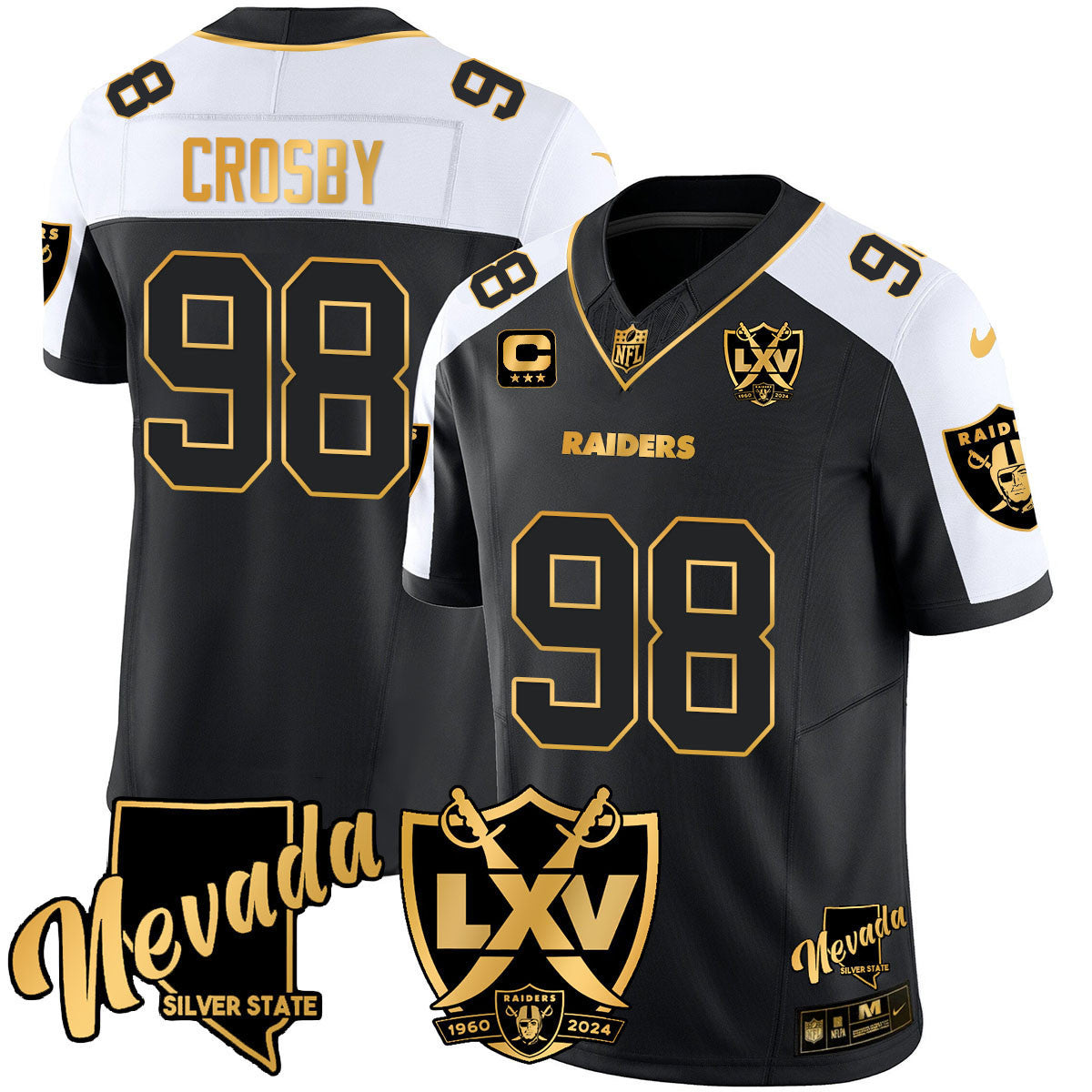 Raiders 2024 Vapor Limited Gold Jersey - 65th Anniversary - All Stitched