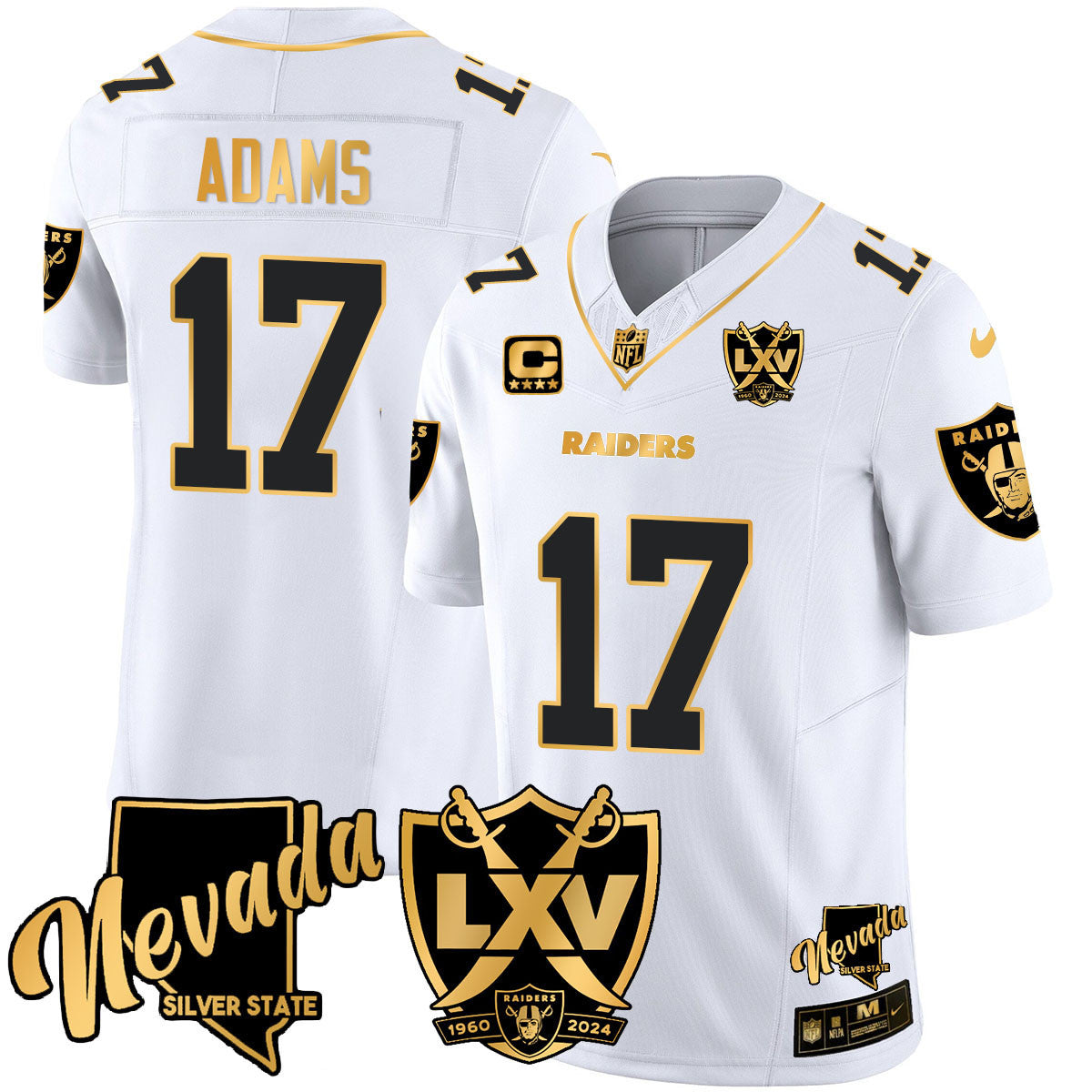 Raiders 2024 Vapor Limited Gold Jersey - 65th Anniversary - All Stitched