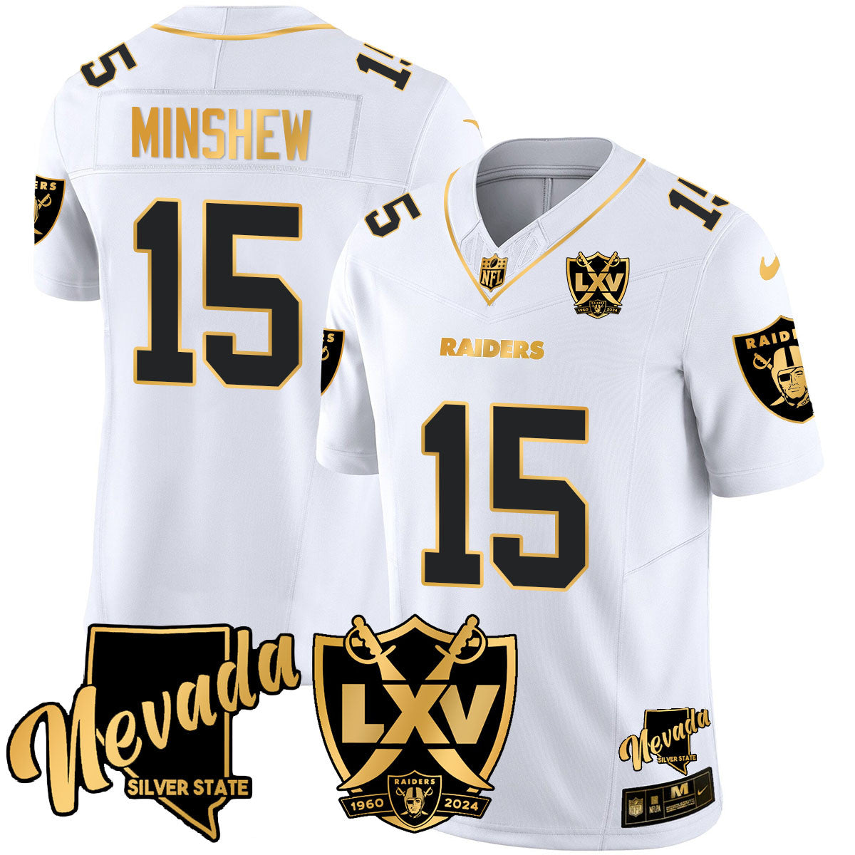 Raiders 2024 Vapor Limited Gold Jersey - 65th Anniversary - All Stitched