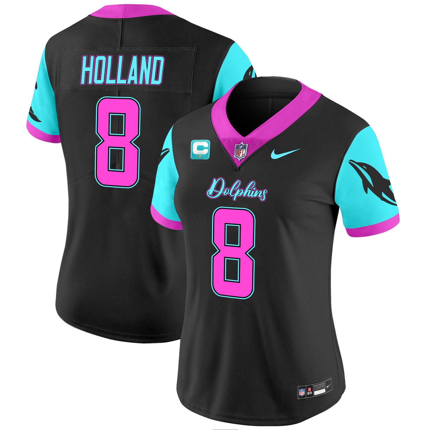 Women Dolphins Miami Vice Vapor Limited Jersey - All Stitched