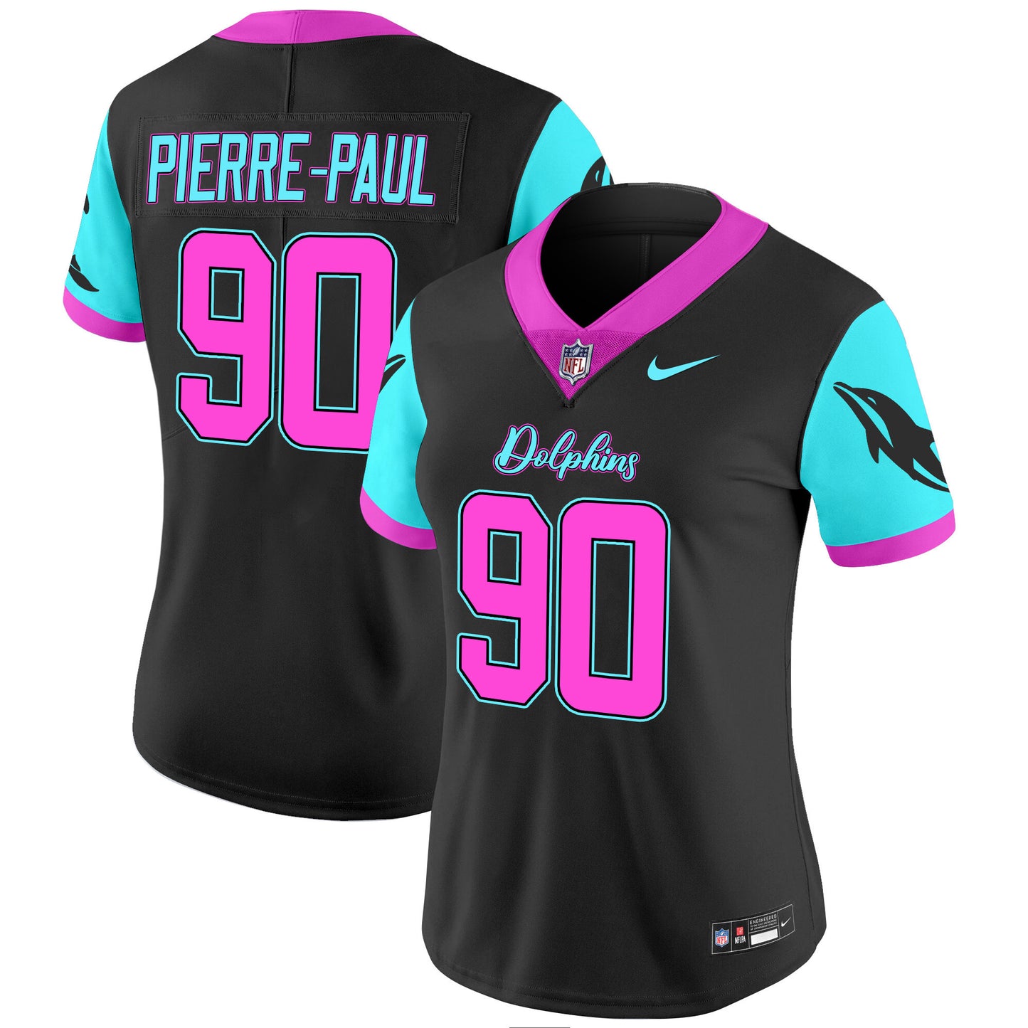 Women Dolphins Miami Vice Vapor Limited Jersey - All Stitched