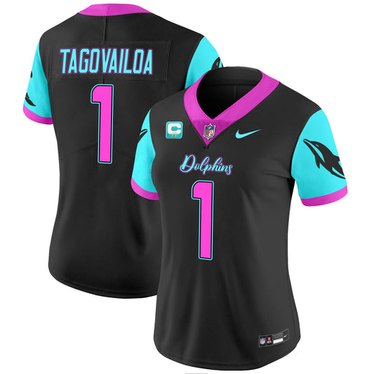 Women Dolphins Miami Vice Vapor Limited Jersey - All Stitched