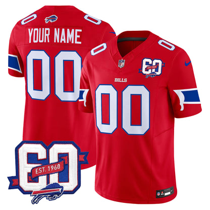 Bills 60th Anniversary Patch Vapor Limited Custom Jersey - All Stitched