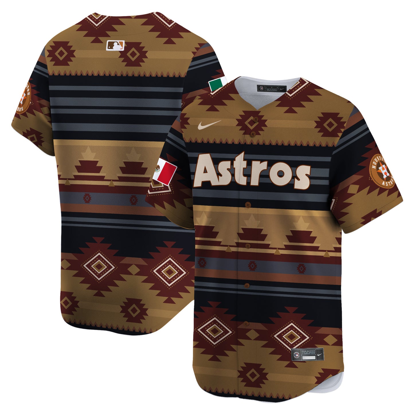 Astros Mexico Traditional Pattern Vapor Premier Limited Jersey - Printed