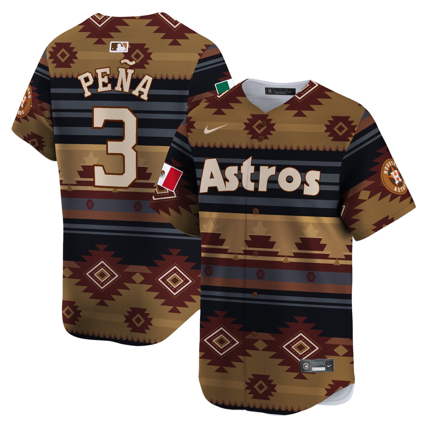 Astros Mexico Traditional Pattern Vapor Premier Limited Jersey - Printed