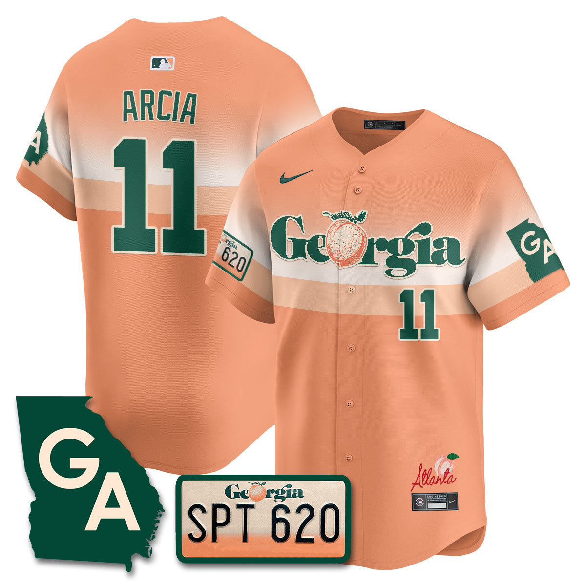 Men's Braves Peach Plates - Georgia Peaches Jersey