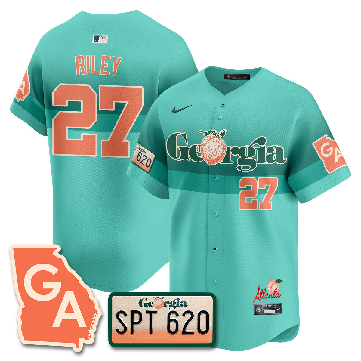 Men's Braves Peach Plates - Georgia Peaches Jersey