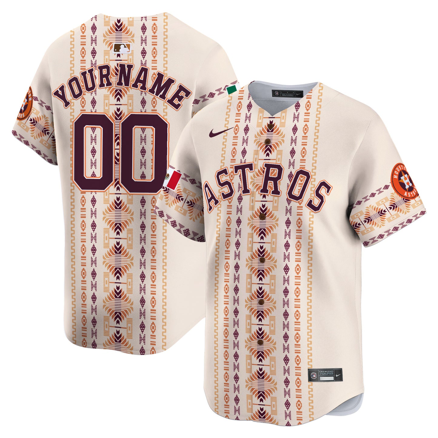 Astros Mexico Traditional Style Vapor Premier Limited Custom Jersey - Printed