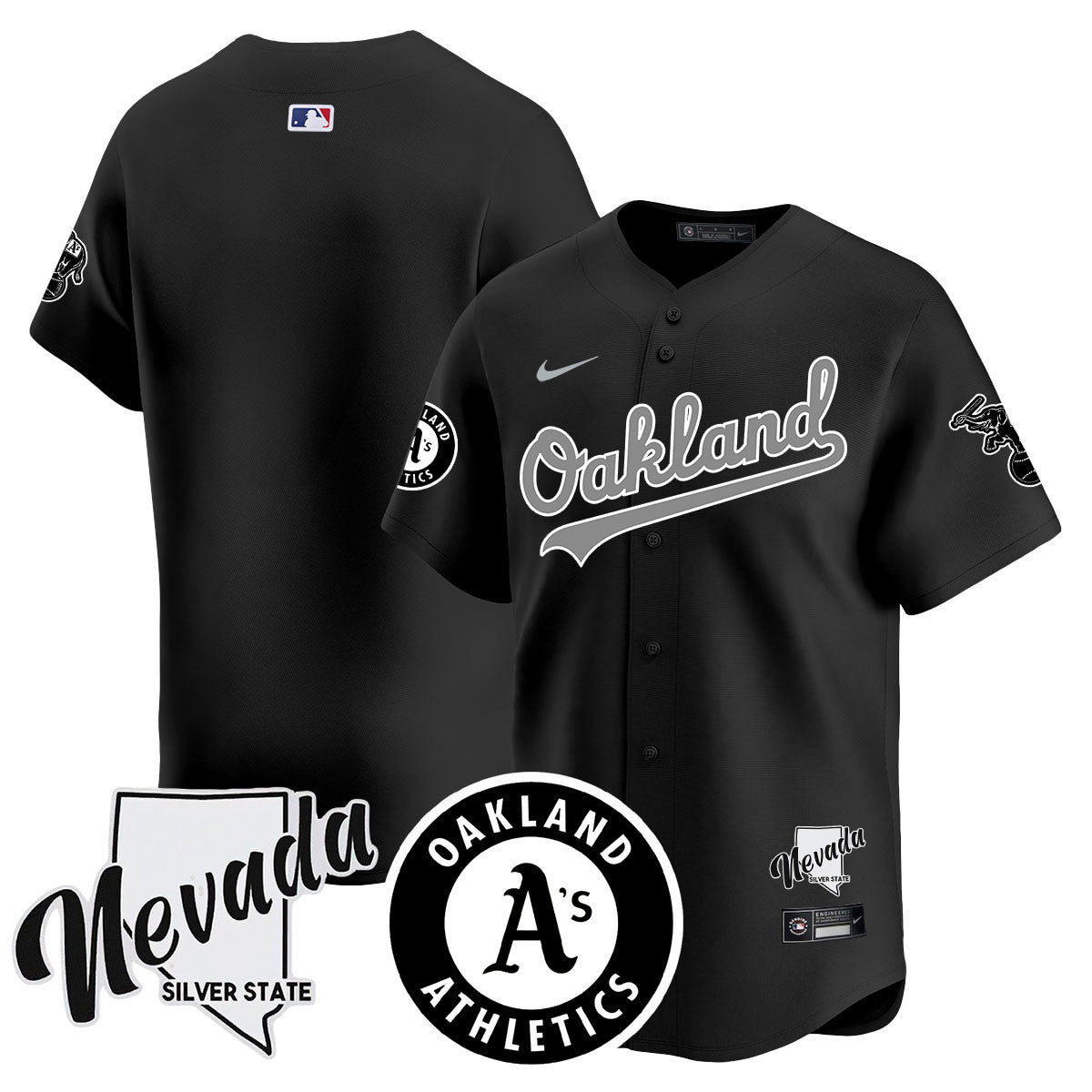 Athletics Black Silver 2024 Jersey - All Stitched