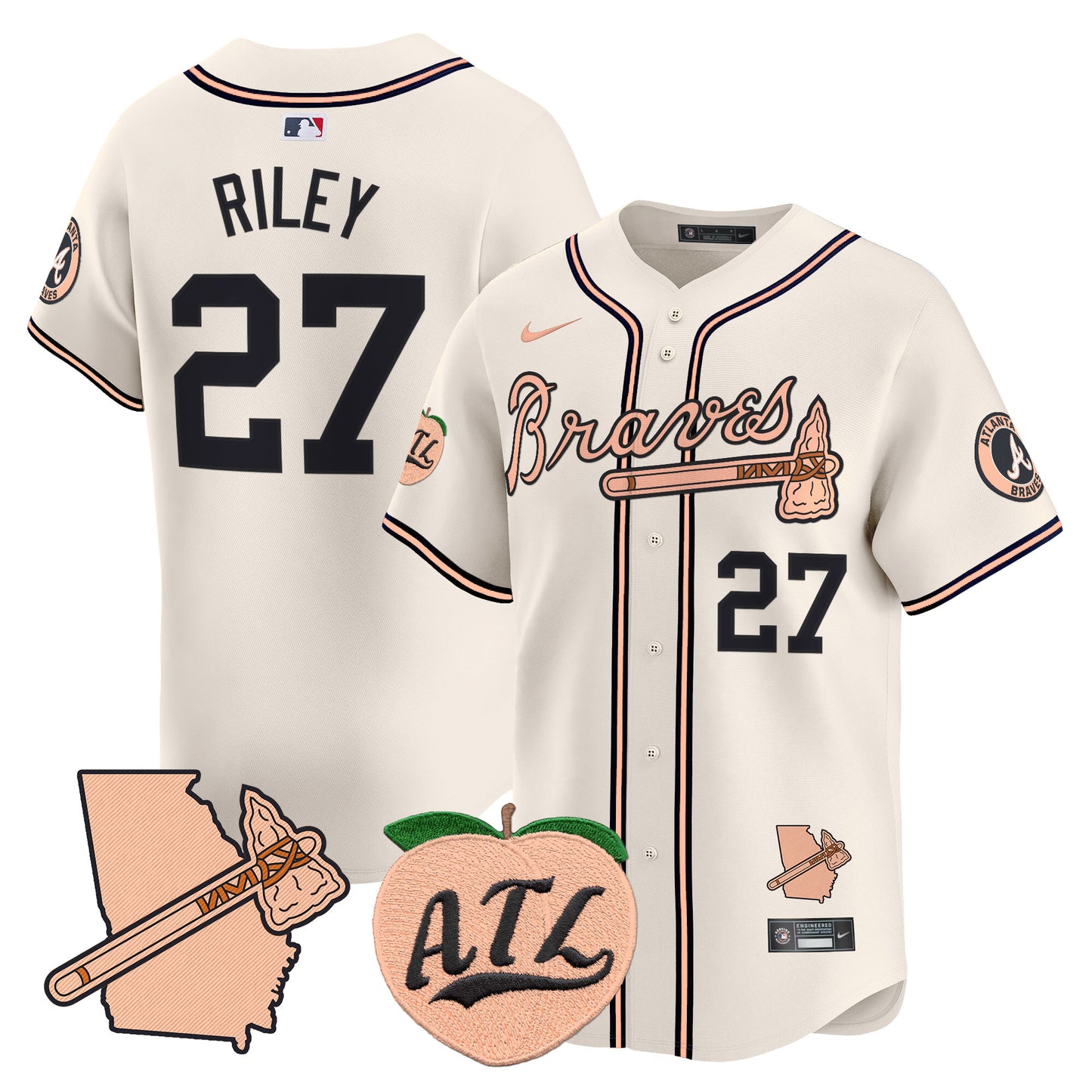 Atlanta Braves Peach Vapor Premier Limited Jersey - All Stitched