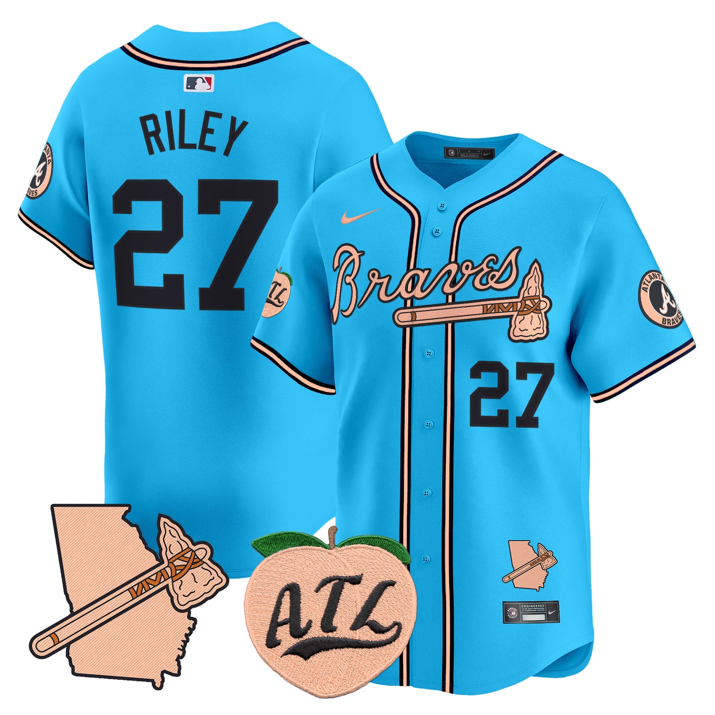 Atlanta Braves Peach Vapor Premier Limited Jersey - All Stitched