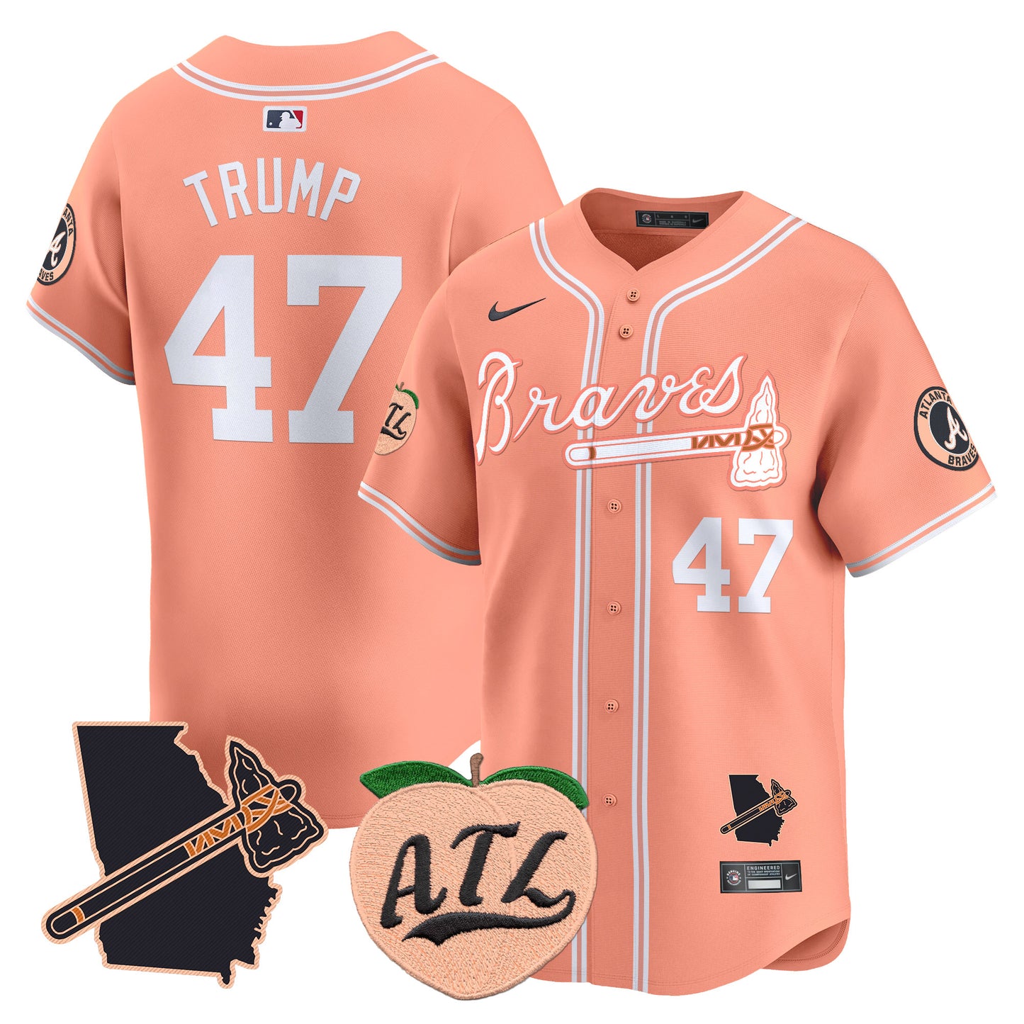 Atlanta Braves Peach Vapor Premier Limited Jersey - All Stitched