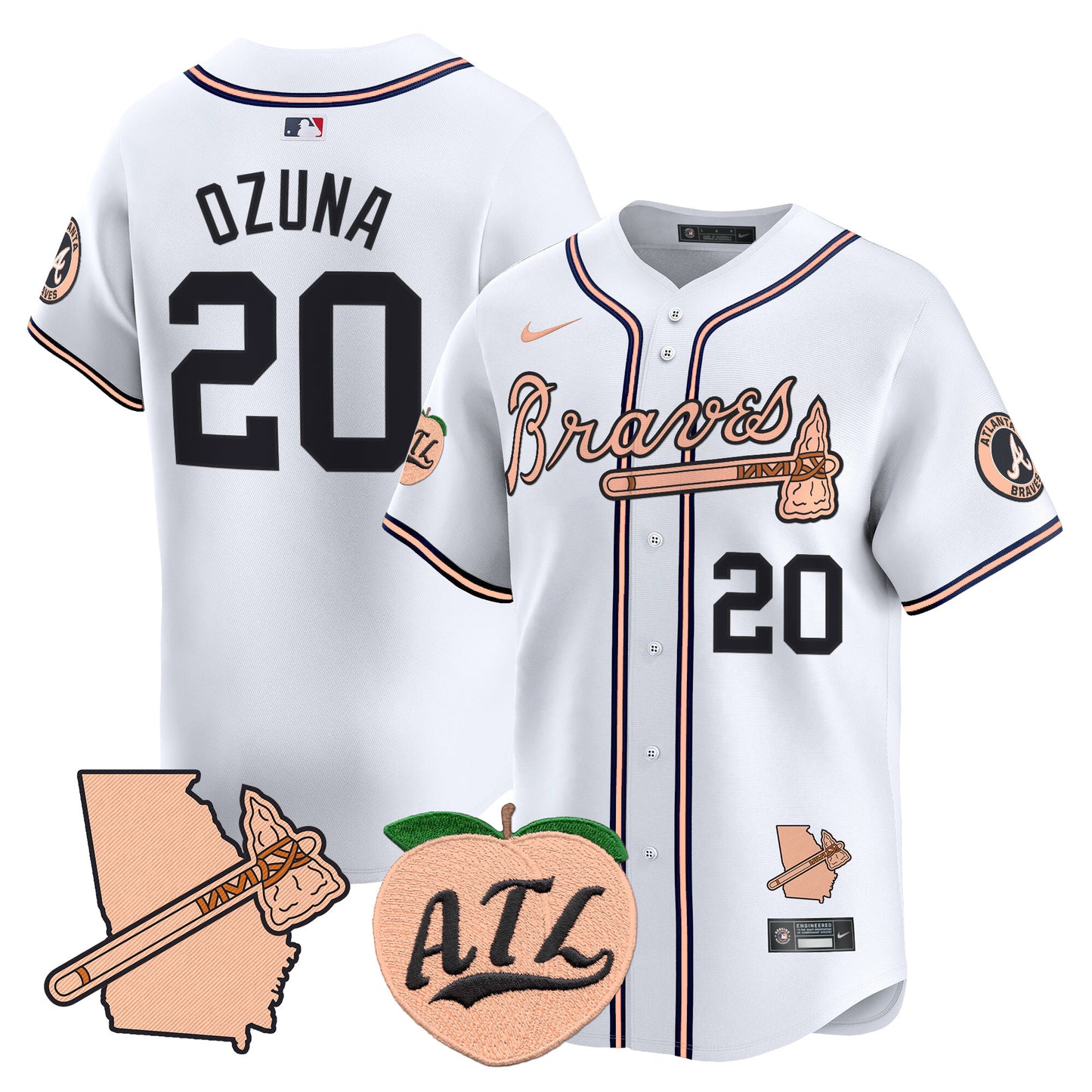 Atlanta Braves Peach Vapor Premier Limited Jersey - All Stitched