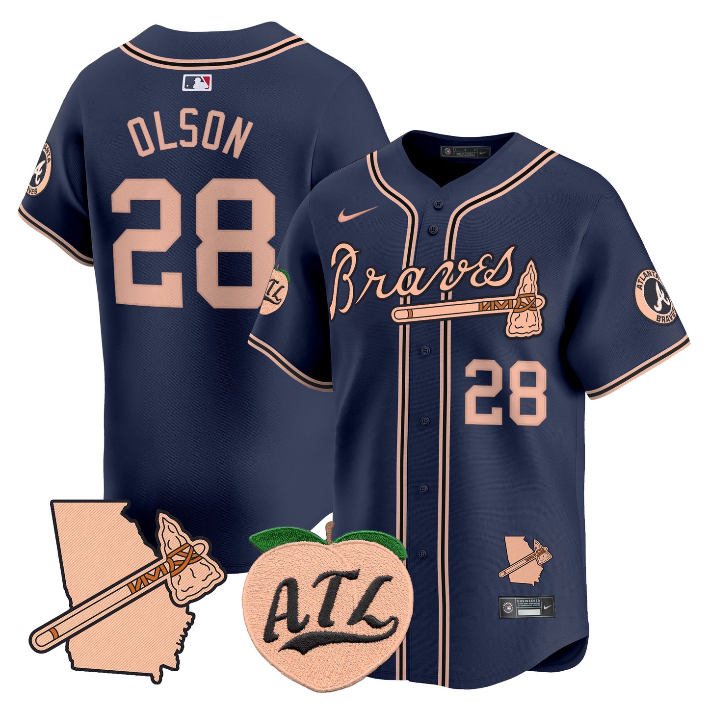 Atlanta Braves Peach Vapor Premier Limited Jersey - All Stitched