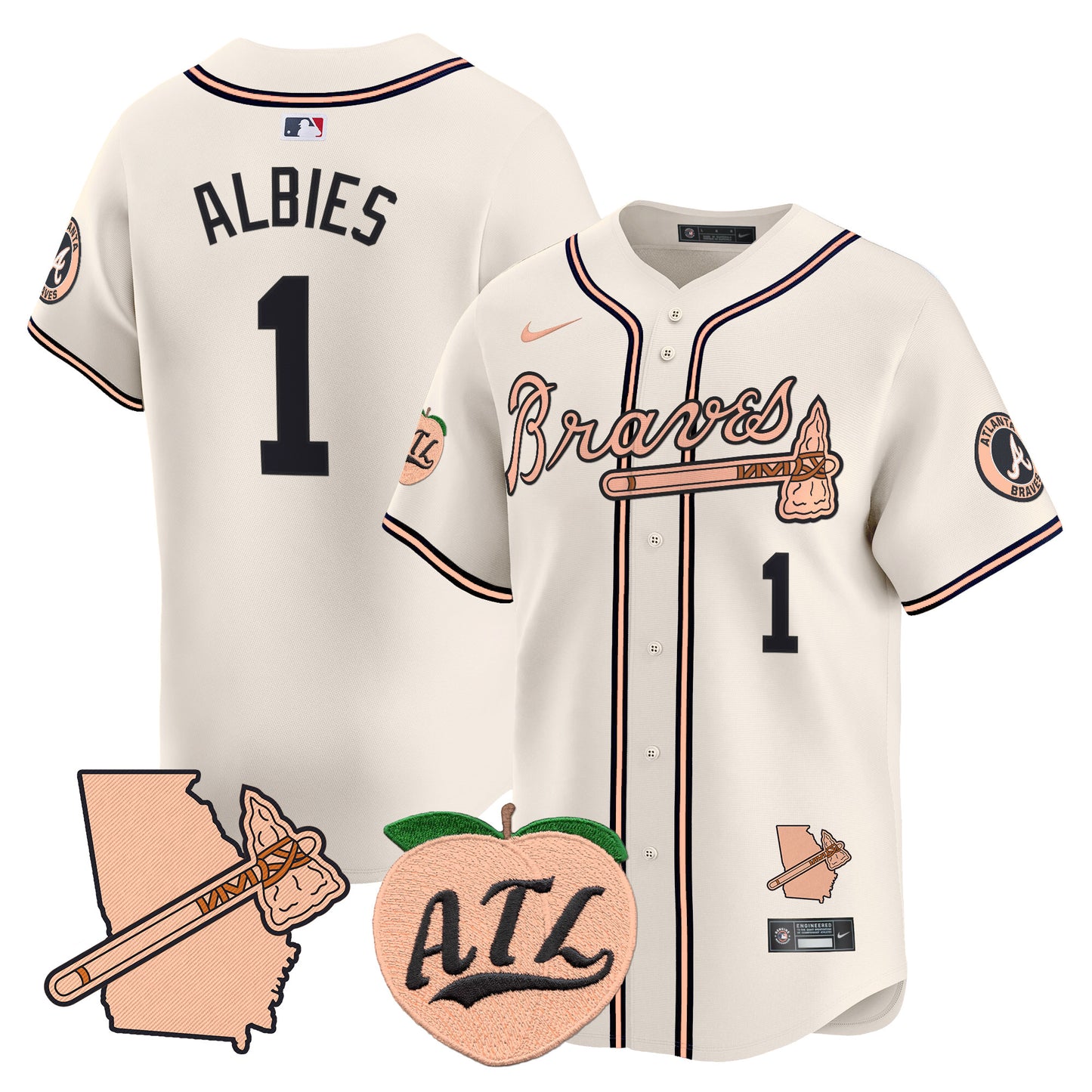 Atlanta Braves Peach Vapor Premier Limited Jersey - All Stitched