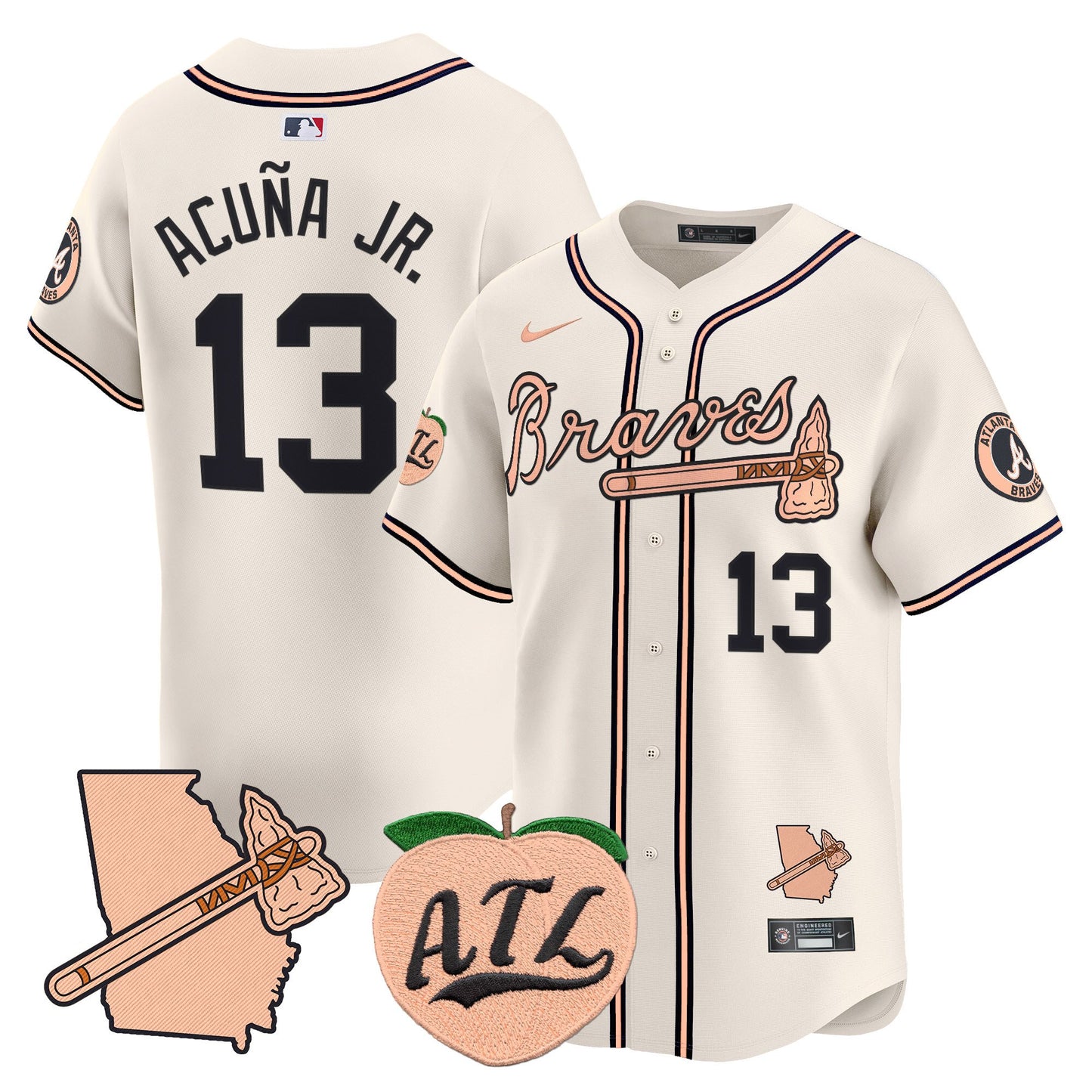 Atlanta Braves Peach Vapor Premier Limited Jersey - All Stitched