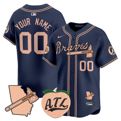 Atlanta Braves Peach Vapor Premier Limited Custom Jersey - All Stitched