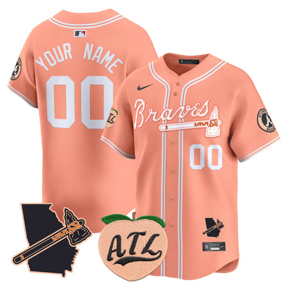 Atlanta Braves Peach Vapor Premier Limited Custom Jersey - All Stitched