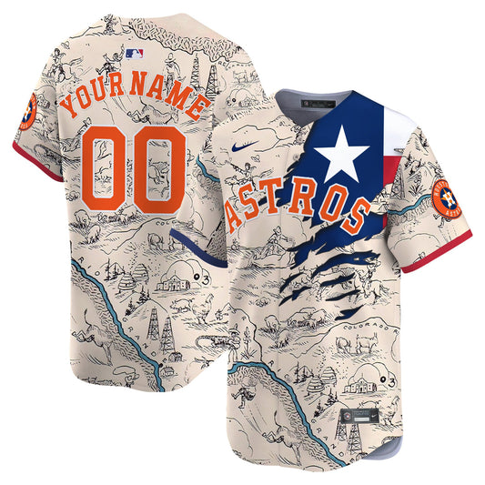 Astros Texas State Map Vapor Premier Limited Custom Jersey - Printed