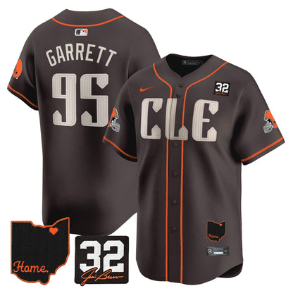 Men's Browns #32 Jim Brown Memorial & Home Patch Vapor Premier Limited Jersey - All Stitched