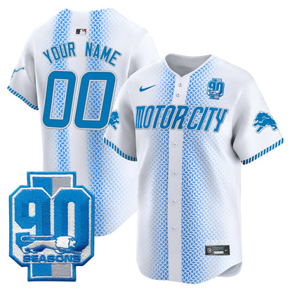 Detroit Lions 90th Year Patch Vapor Premier Limited Custom Jersey - All Stitched