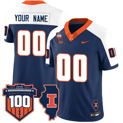 Custom Illinois Football 2024 Vapor Jersey - All Stitched