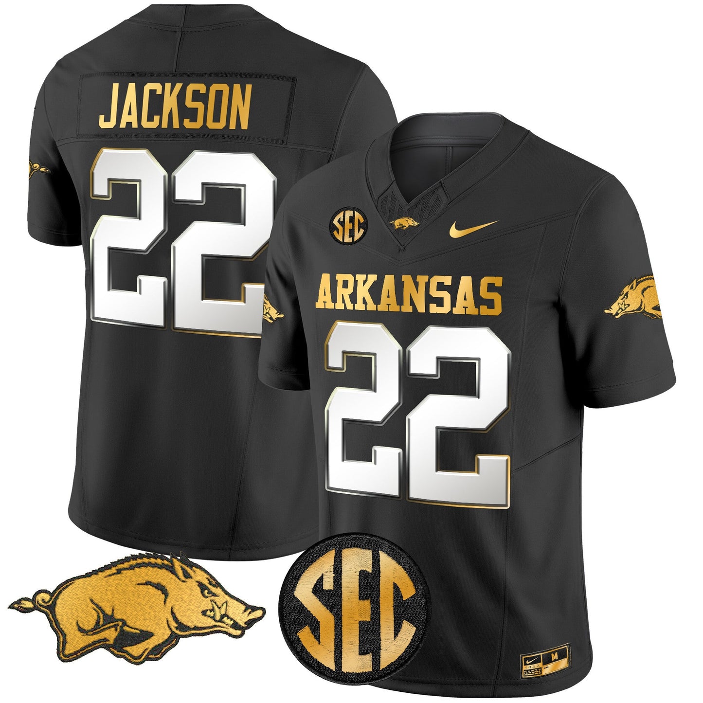 Arkansas Razorbacks Gold Vapor Limited Jersey - All Stitched
