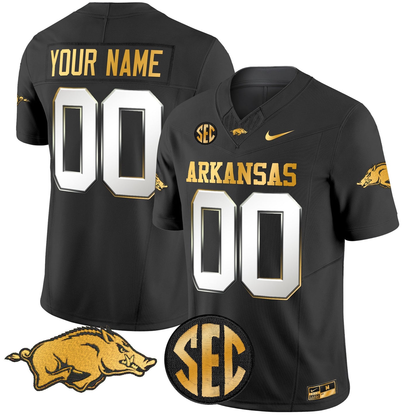 Arkansas Razorbacks Gold Vapor Limited Custom Jersey - All Stitched