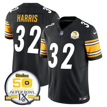 Men's Steelers 50th Anniversary Of Super Bowl IX Patch Vapor Limited Jersey - All Stitched