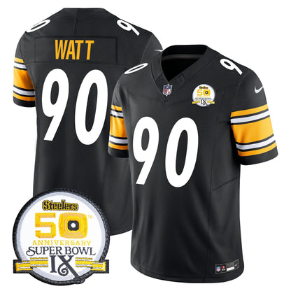 Men's Steelers 50th Anniversary Of Super Bowl IX Patch Vapor Limited Jersey - All Stitched