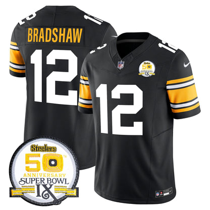 Men's Steelers 50th Anniversary Of Super Bowl IX Patch Vapor Limited Jersey - All Stitched