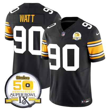 Men's Steelers 50th Anniversary Of Super Bowl IX Patch Vapor Limited Jersey - All Stitched