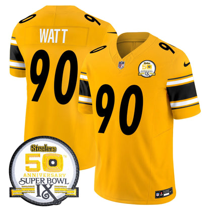 Men's Steelers 50th Anniversary Of Super Bowl IX Patch Vapor Limited Jersey - All Stitched