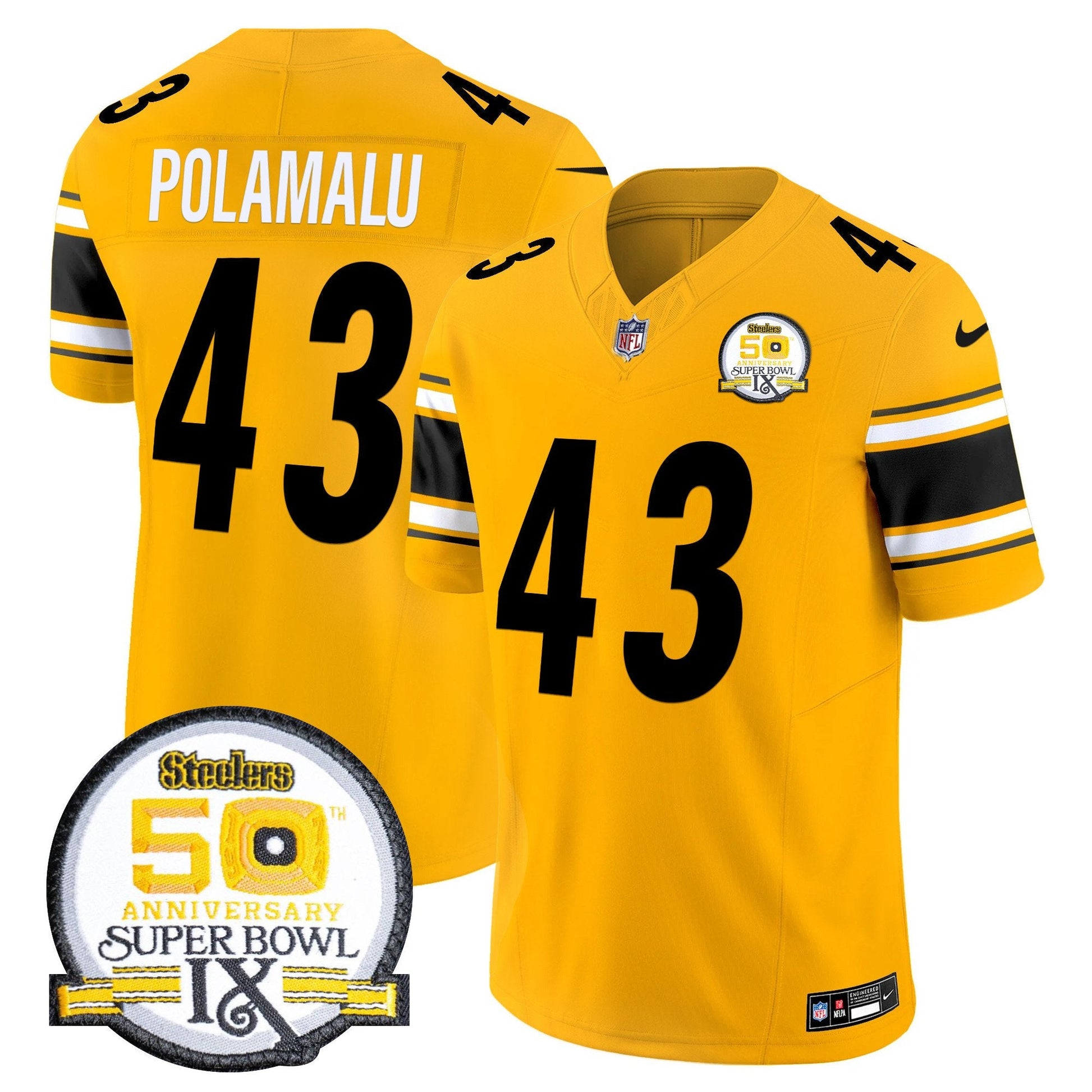 Men's Steelers 50th Anniversary Of Super Bowl IX Patch Vapor Limited Jersey - All Stitched