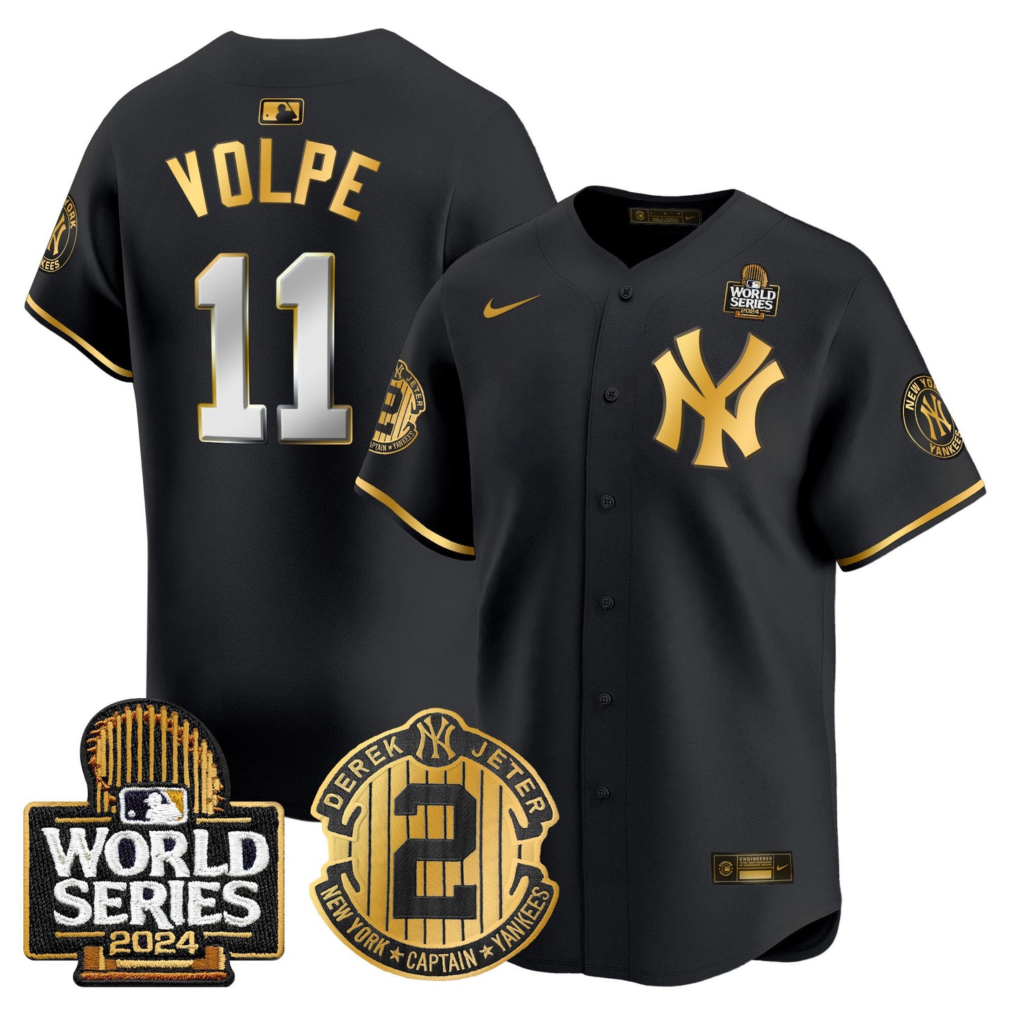 Yankees Derek Jeter Patch 2024 World Series Vapor Premier Limited Jersey - All Stitched