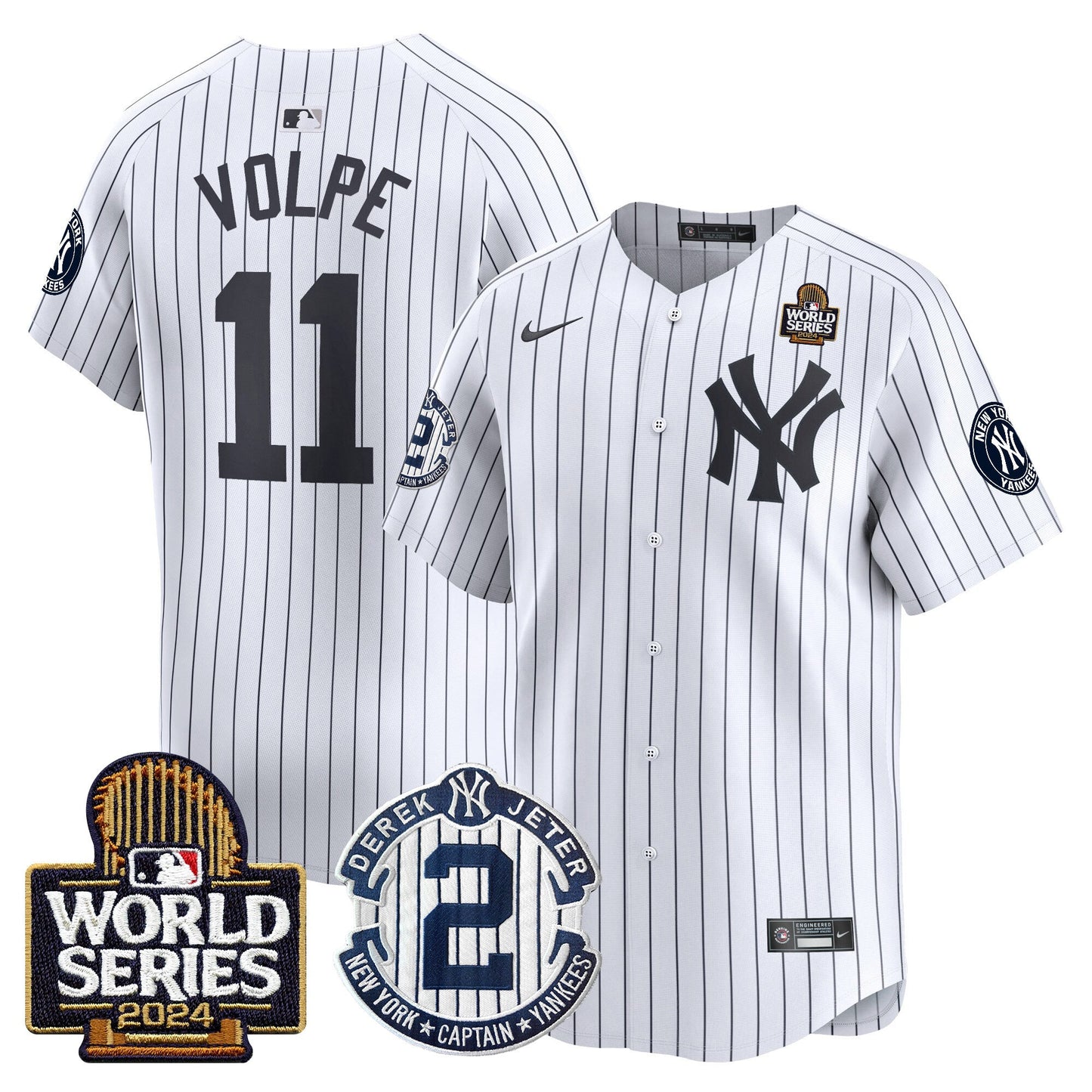 Yankees Derek Jeter Patch 2024 World Series Vapor Premier Limited Jersey - All Stitched