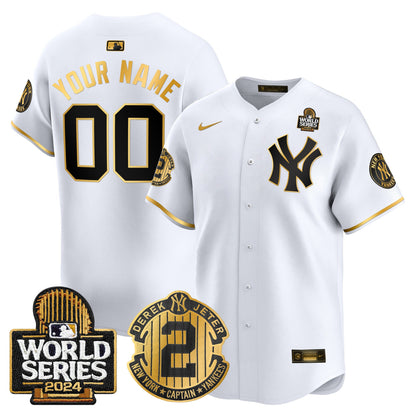 Yankees Derek Jeter Patch 2024 World Series Vapor Premier Limited Custom Jersey - All Stitched