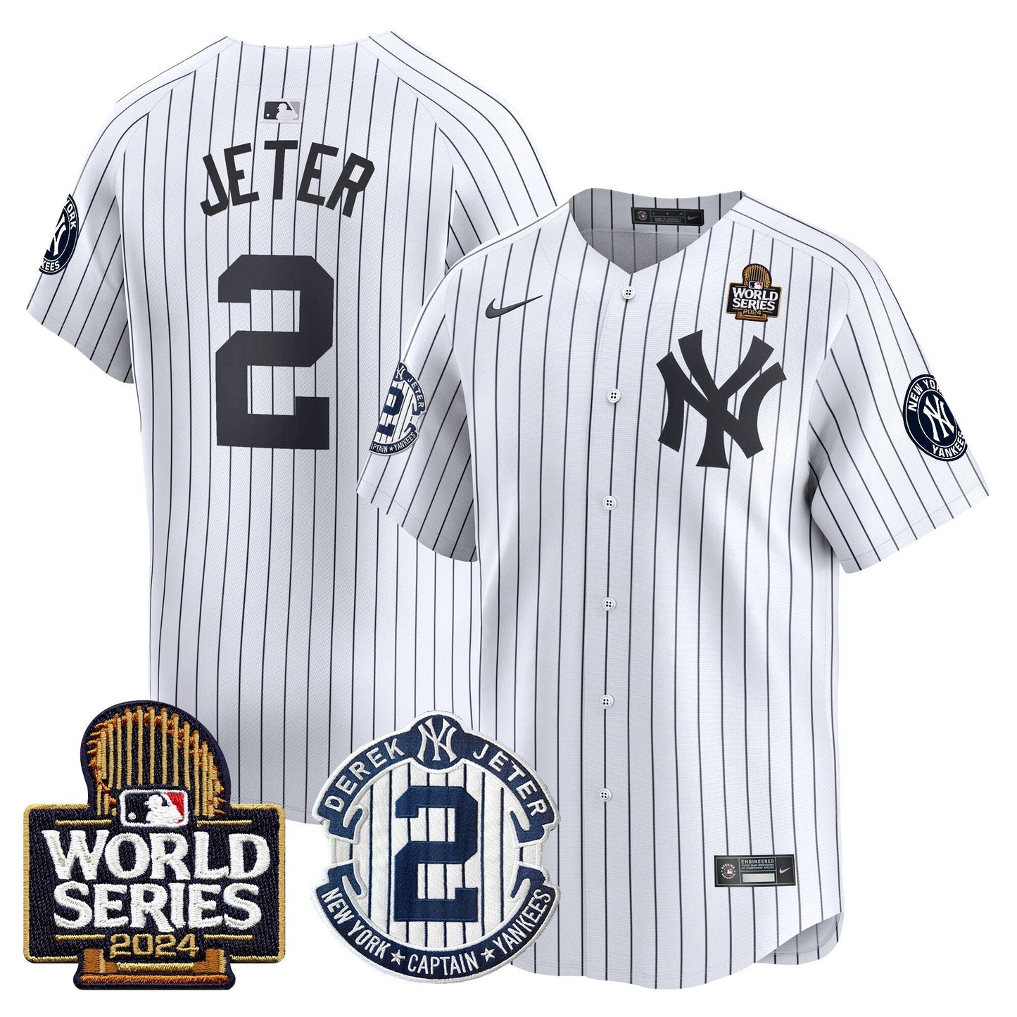 Yankees Derek Jeter Patch 2024 World Series Vapor Premier Limited Jersey - All Stitched