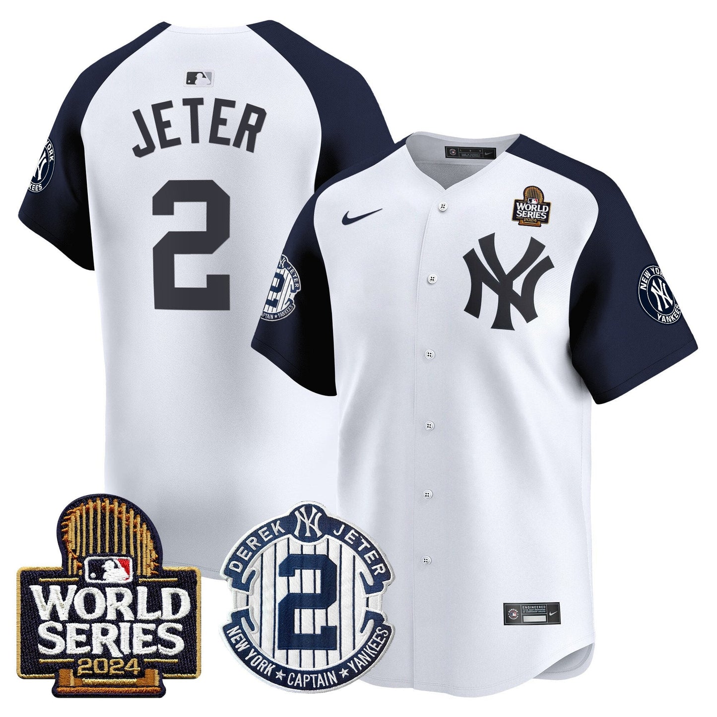 Yankees Derek Jeter Patch 2024 World Series Vapor Premier Limited Jersey - All Stitched