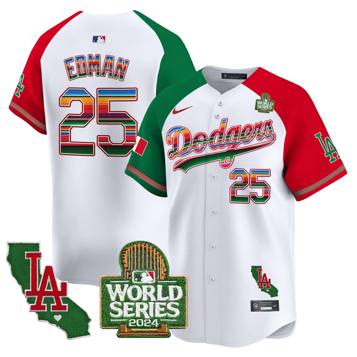 Dodgers Mexico 2024 World Series Vapor Premier Limited Jersey V2 - All Stitched