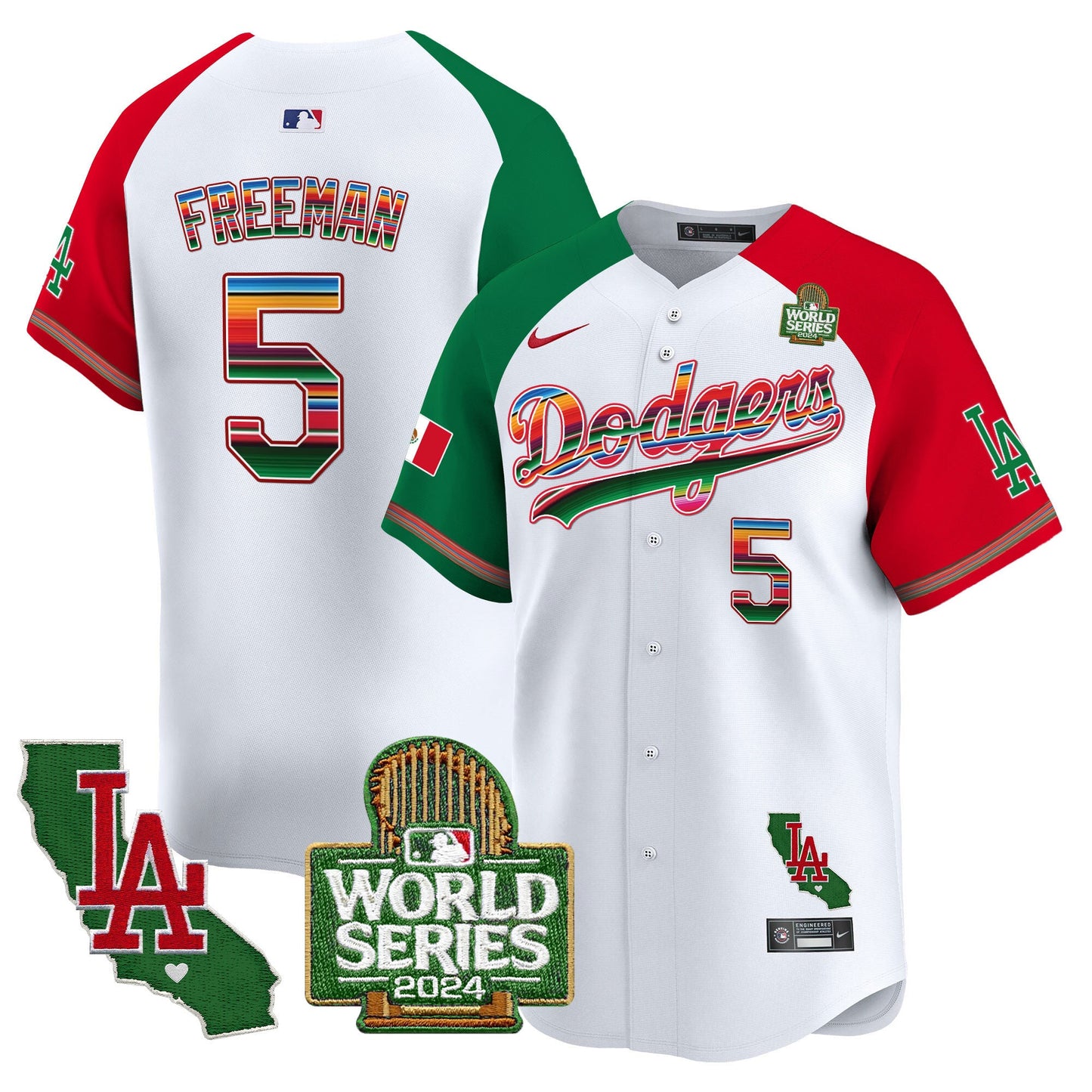 Dodgers Mexico 2024 World Series Vapor Premier Limited Jersey V2 - All Stitched