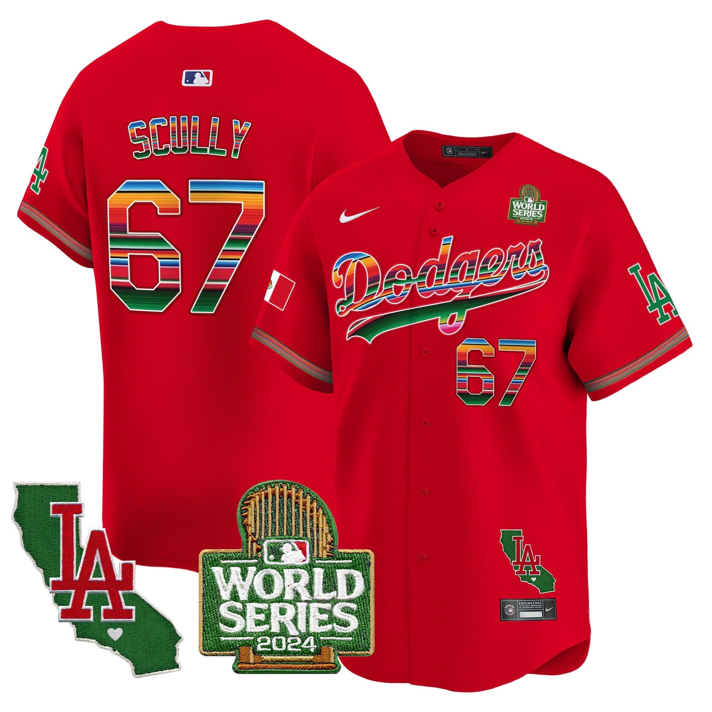 Dodgers Mexico 2024 World Series Vapor Premier Limited Jersey V2 - All Stitched