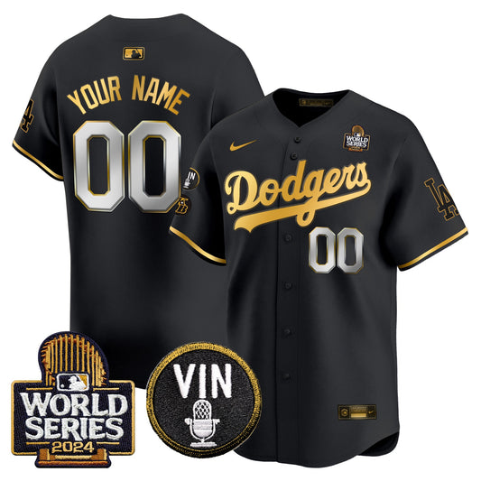 Dodgers 2024 World Series Gold Trim Vapor Premier Limited Custom Jersey V2 - All Stitched