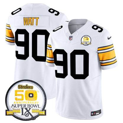 Men's Steelers 50th Anniversary Of Super Bowl IX Patch Vapor Limited Jersey - All Stitched