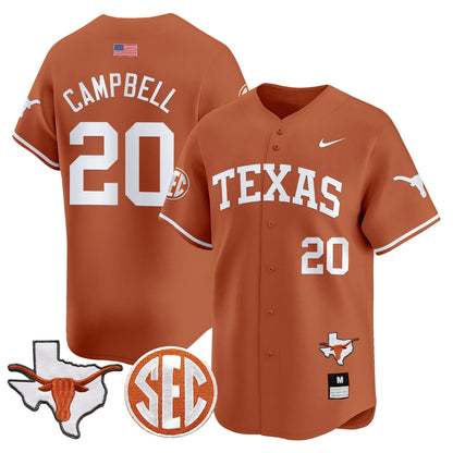 Texas Longhorns 2024 Vapor Premier Baseball Jersey - All Stitched